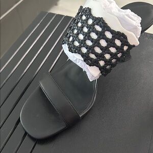 Ann Taylor Black Woven Strap Sandals